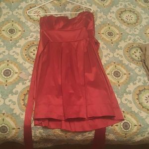 Red strapless dress