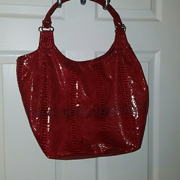 Red Faux Snake Skin Purse