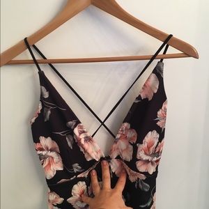 Plunging floral dress