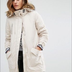 Oatmeal Noisy May Faux Fur Parka