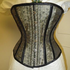 Meschantes Silver black satin corset