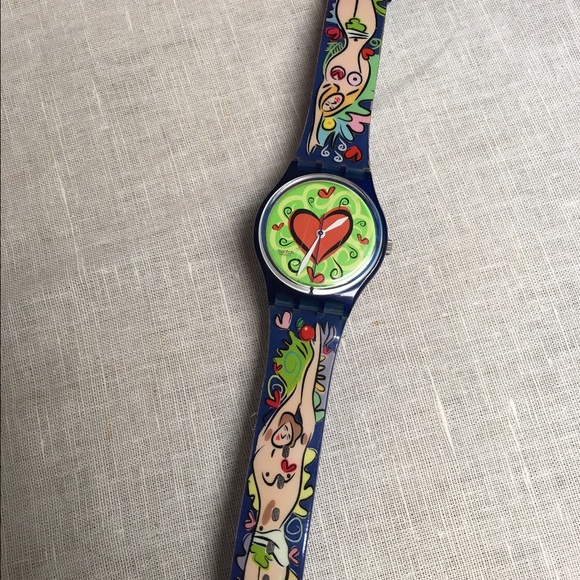 Love Bite Adam and Eve Swatch Watch with case