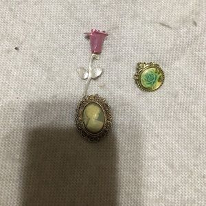 3 antique broches
