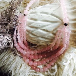 Rose Quartz Beaded Cascade Necklace with extender