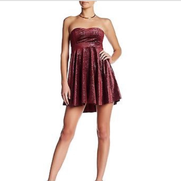 Free People shattered velvet strapless mini dress