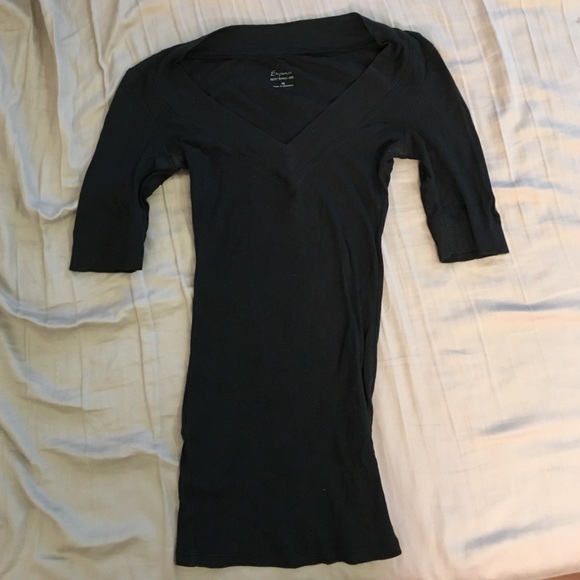 Black Basic Bodycon 3/4 Sleeve teeshirt