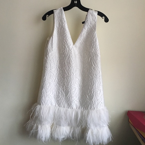 BCBG Max Azria Jamysen white ostrich feather dress