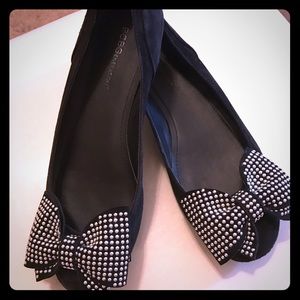 BCBGeneration black suede bow flats