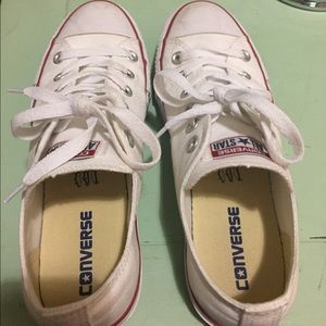 BRAND NEW WHITE CONVERSE!!! Worn once for rush!!