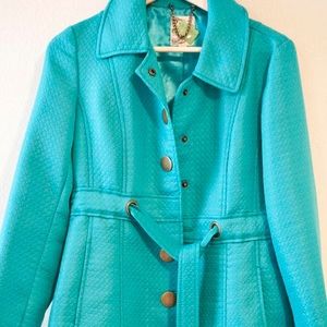 Anthropologie Tulle Teal Blue Trench Coat
