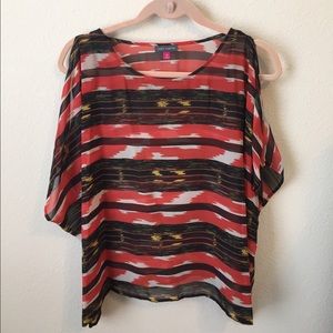 Vince Camuto Sheer Open Shoulder Top