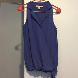 Navy blue sleeveless blouse