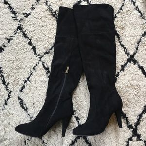 Bucco thigh high black boots with heel
