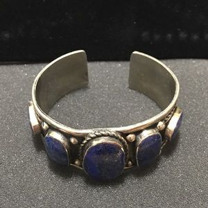 Silver plated lapis bracelet.