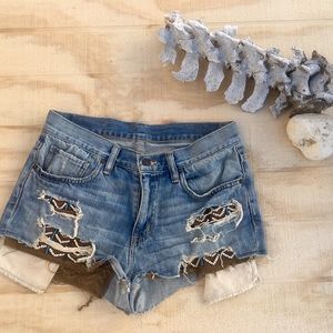 Denim Supply Western beaded denim cut offs