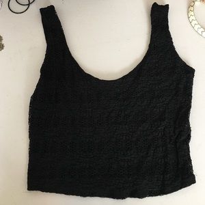 Black lace crop top