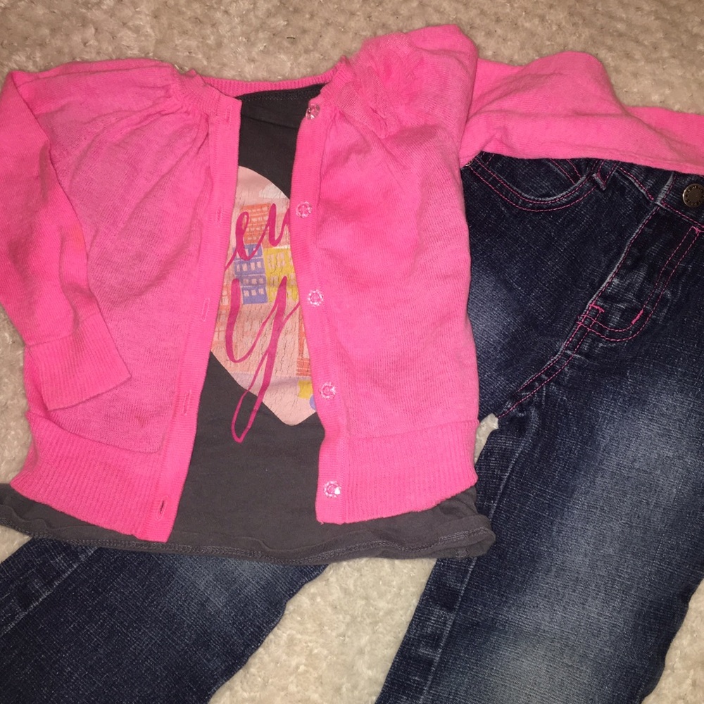 Bright pink button down cardigan
