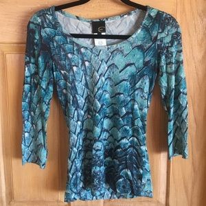 XS just cavalli top stretch blue cool design NWOT