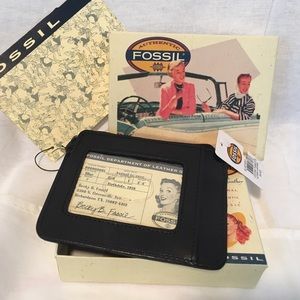 Fossil Leather Snakeskin Print Mini-wallet Blk NWT