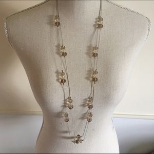 Long-two tiered Earthy Brown/Clear Necklace