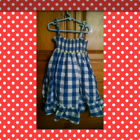 Mini Boden Girls 7-8 Blue and White Sundress