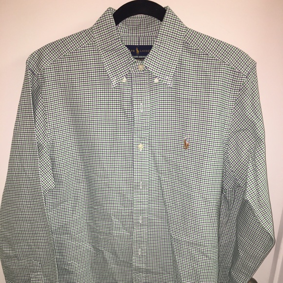 Green and purple Polo button down