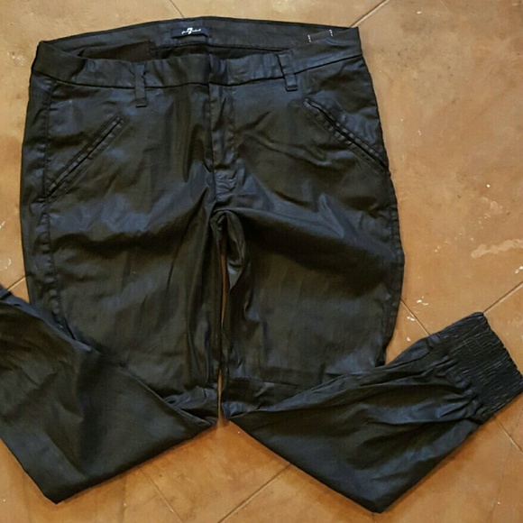 7 for all mankind pleather stretch skinny jeans
