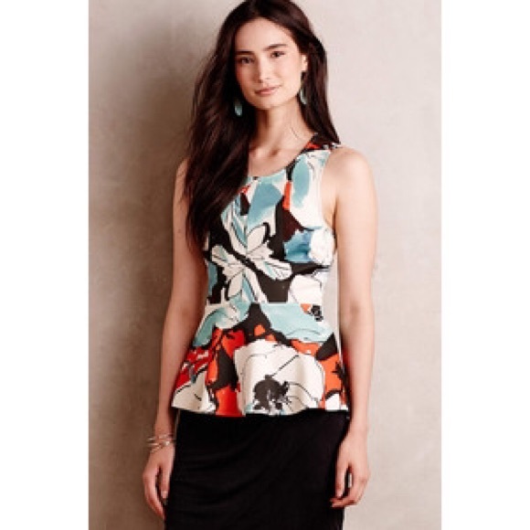🎈Anthropologie Pani Peplum Tank orange L
