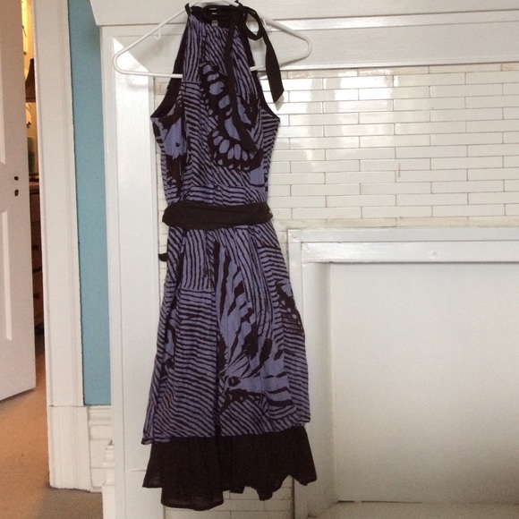 Purple and Brown Butterfly Print Eva Franco Dress