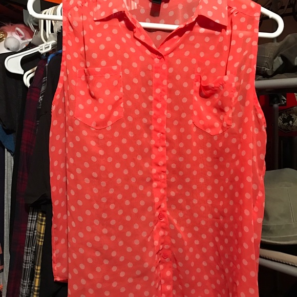 Sheer dark peach button up