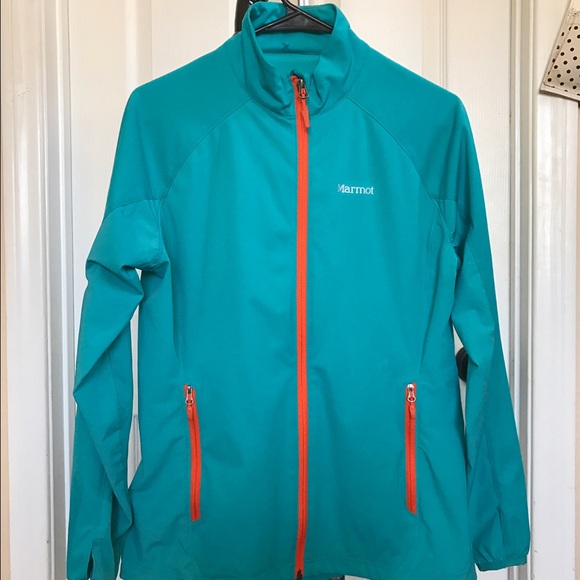 Vibrant blue Marmot women's jacket.