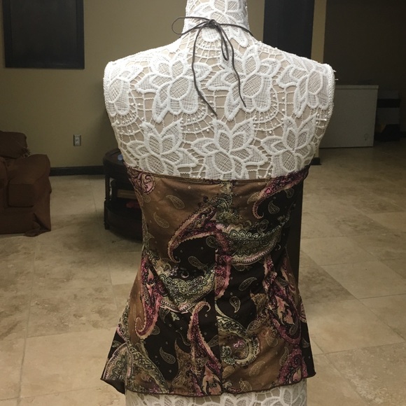 Boho paisley strapless tie top with wooden accents - Picture 2 of 4
