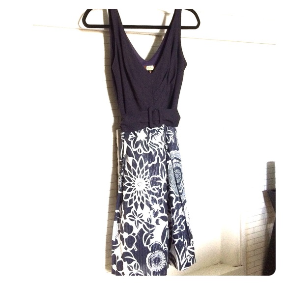 Navy Blue and White Eva Franco Dress