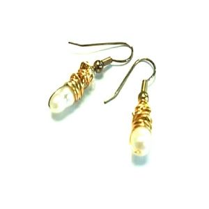 White pearl bridal earrings messy wrap