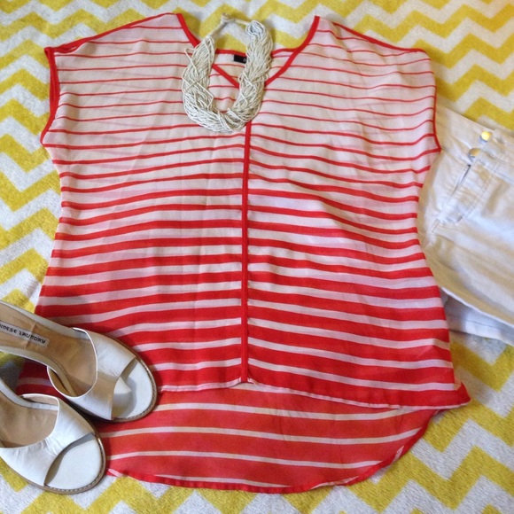A.n.a Red and White Blouse
