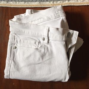 Loft White Skinny Jeans with Zipper Ankle