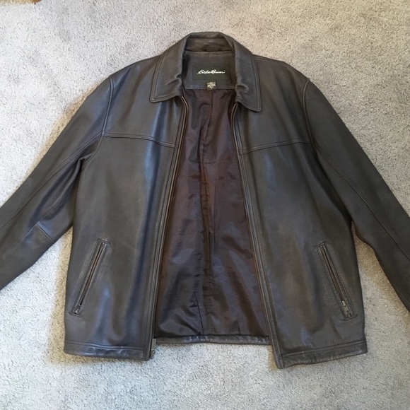 Eddie Bauer brown men's leather jacket
