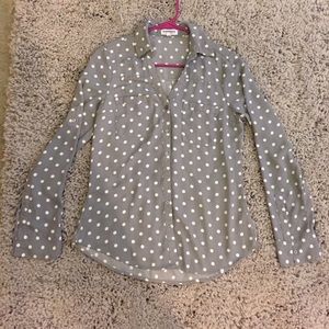 Express Portofino grey polka dot button up