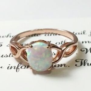 Rose Gold over solid 925 Silver Fire Opal Ring