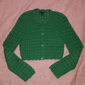 Club Monaco angora blend crochet knit cardigan
