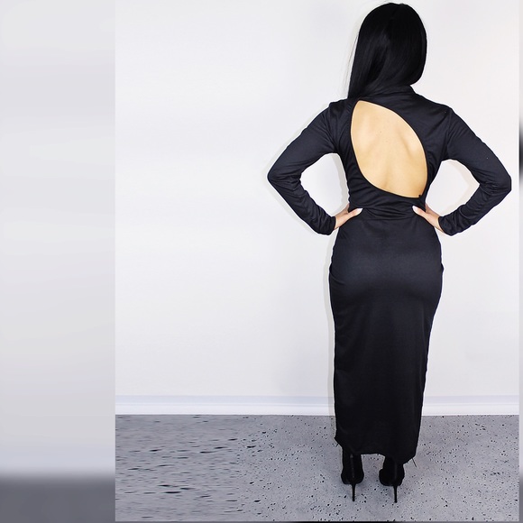 High slit long black dress - Picture 4 of 4