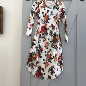 Long sleeve white floral dress