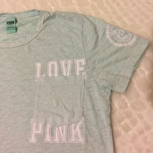 Victoria's Secret PINK pocket tee in light teal
