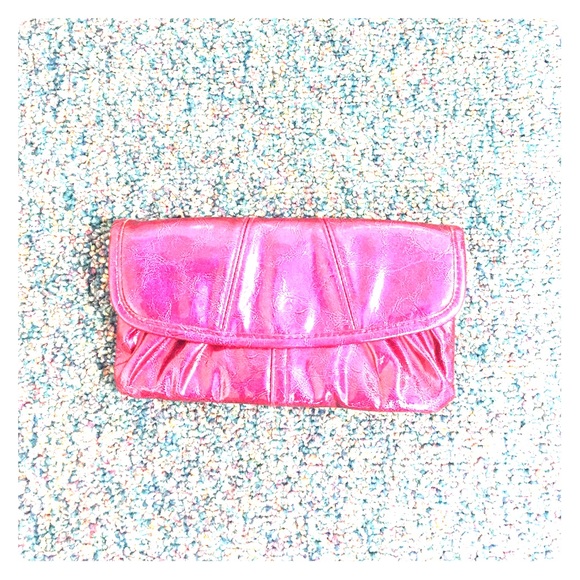 Small, faux-leather, metallic purple wallet