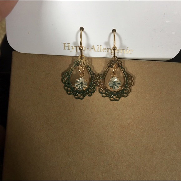 Small Gold Chandelier Earrings with Diamond Drop