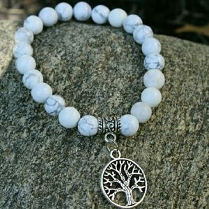 Genuine howlite gemstone silver tree of life