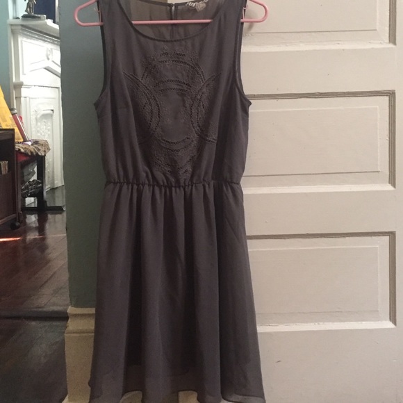 H&M Gray Embroidered Dres