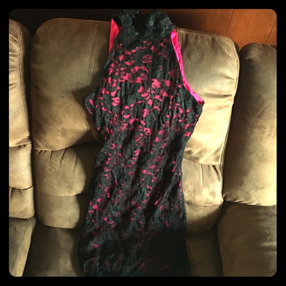 Pink & Black Lace Dress