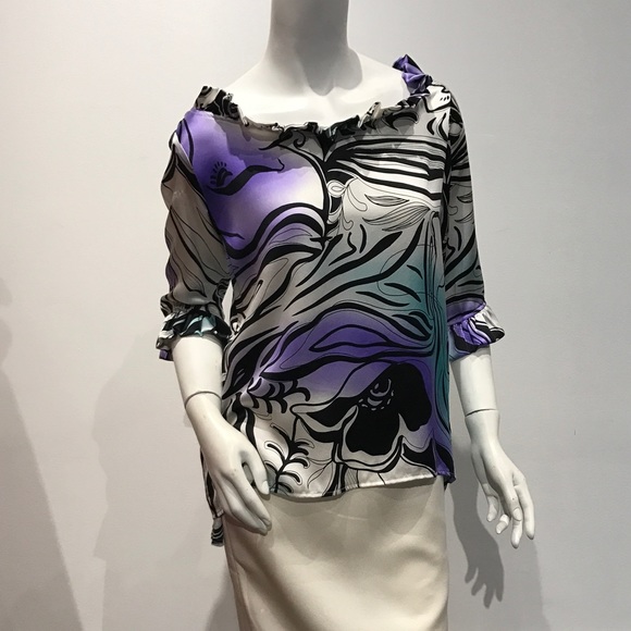 Calvin Tan printed silk top - Picture 1 of 4