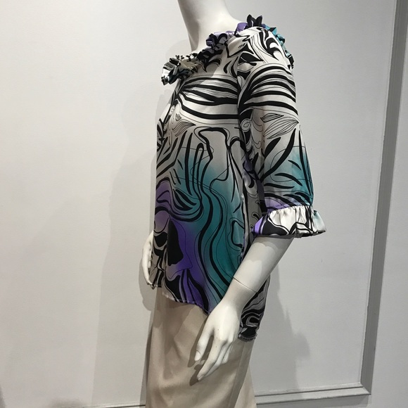 Calvin Tan printed silk top - Picture 2 of 4